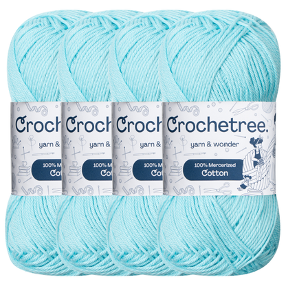 Crochetree Aqua Blue mercerized cotton yarn pack