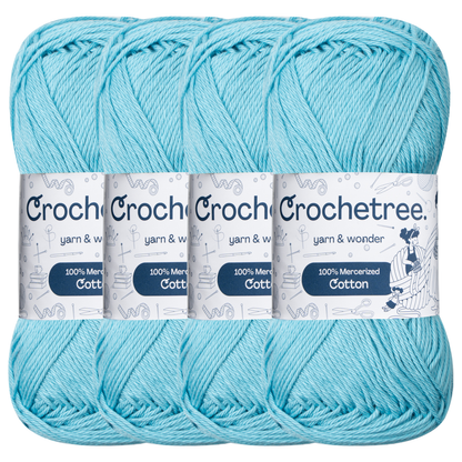 Crochetree Caribbean Blue mercerized cotton yarn pack