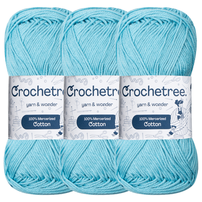 Crochetree Caribbean Blue mercerized cotton yarn pack