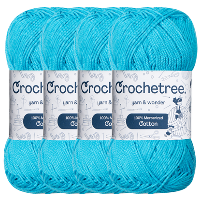 Crochetree Rich Electric Blue mercerized cotton yarn pack