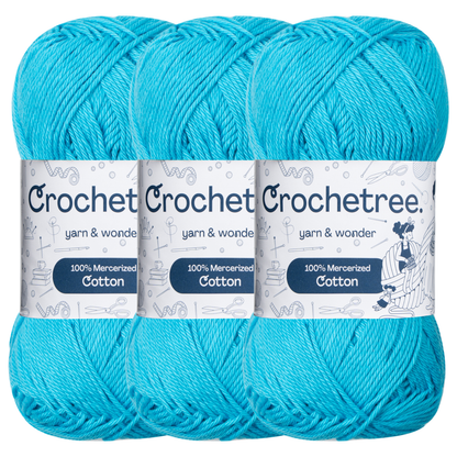 Crochetree Rich Electric Blue mercerized cotton yarn pack