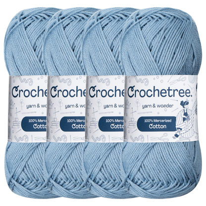 Crochetree Queen Blue mercerized cotton yarn pack