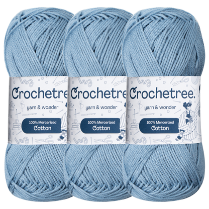 Crochetree Queen Blue mercerized cotton yarn pack