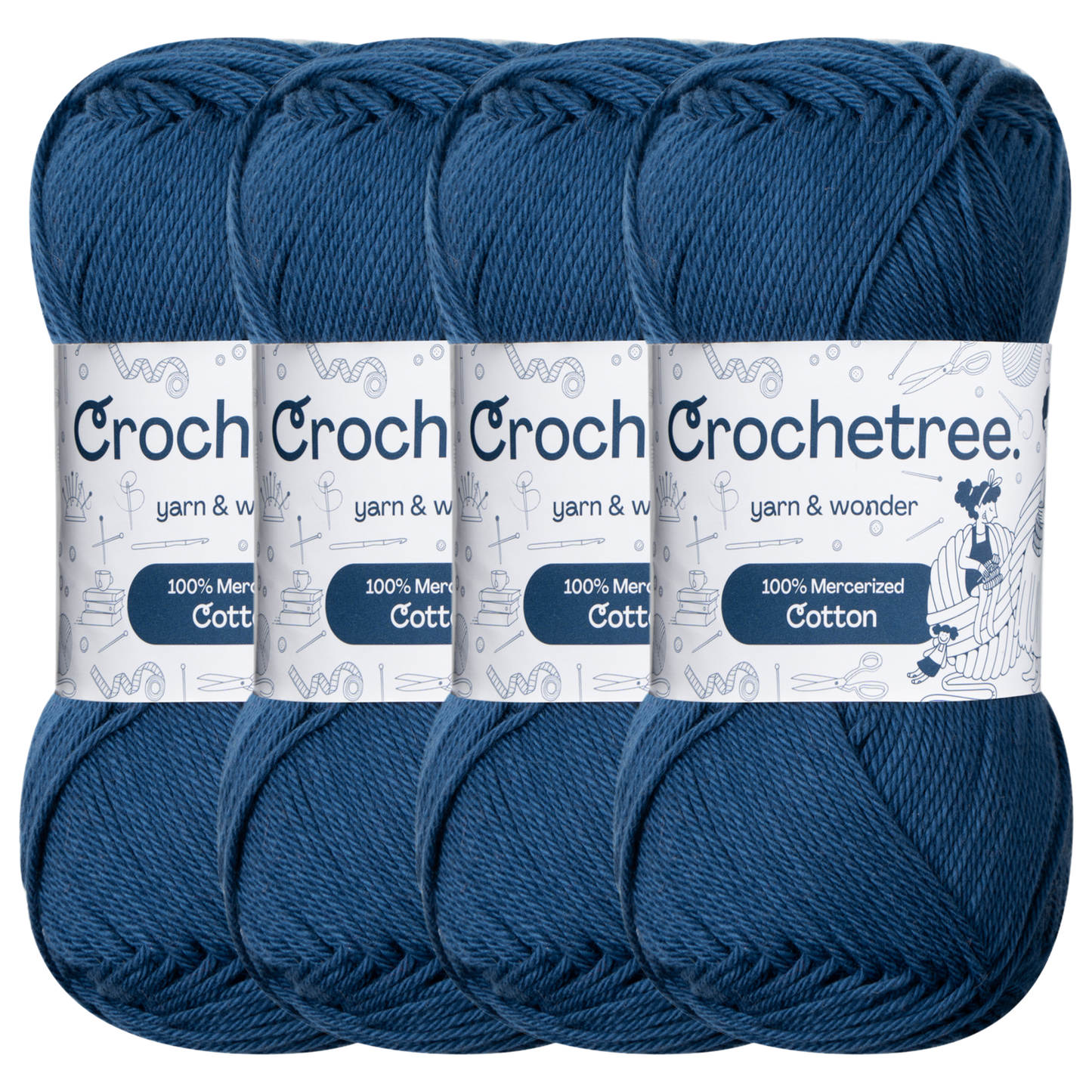 Crochetree Sodalite Blue mercerized cotton yarn pack