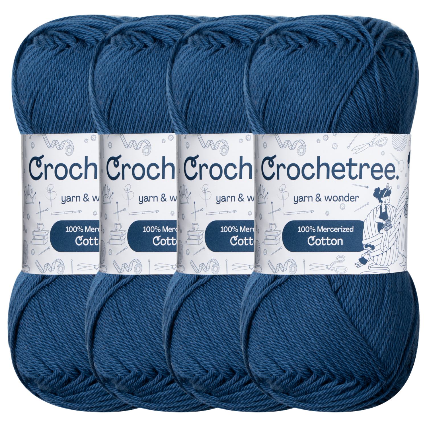 Crochetree Sodalite Blue mercerized cotton yarn pack