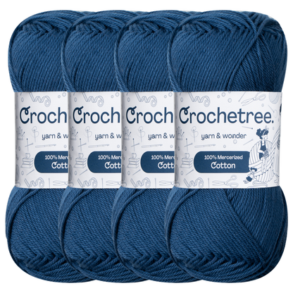 Crochetree Sodalite Blue mercerized cotton yarn pack