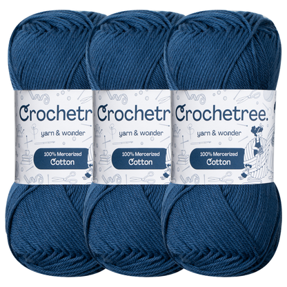 Crochetree Sodalite Blue mercerized cotton yarn pack