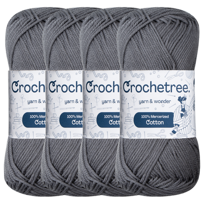 Crochetree Charcoal mercerized cotton yarn pack