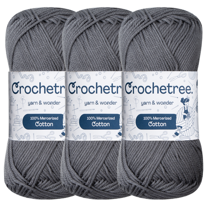 Crochetree Charcoal mercerized cotton yarn pack