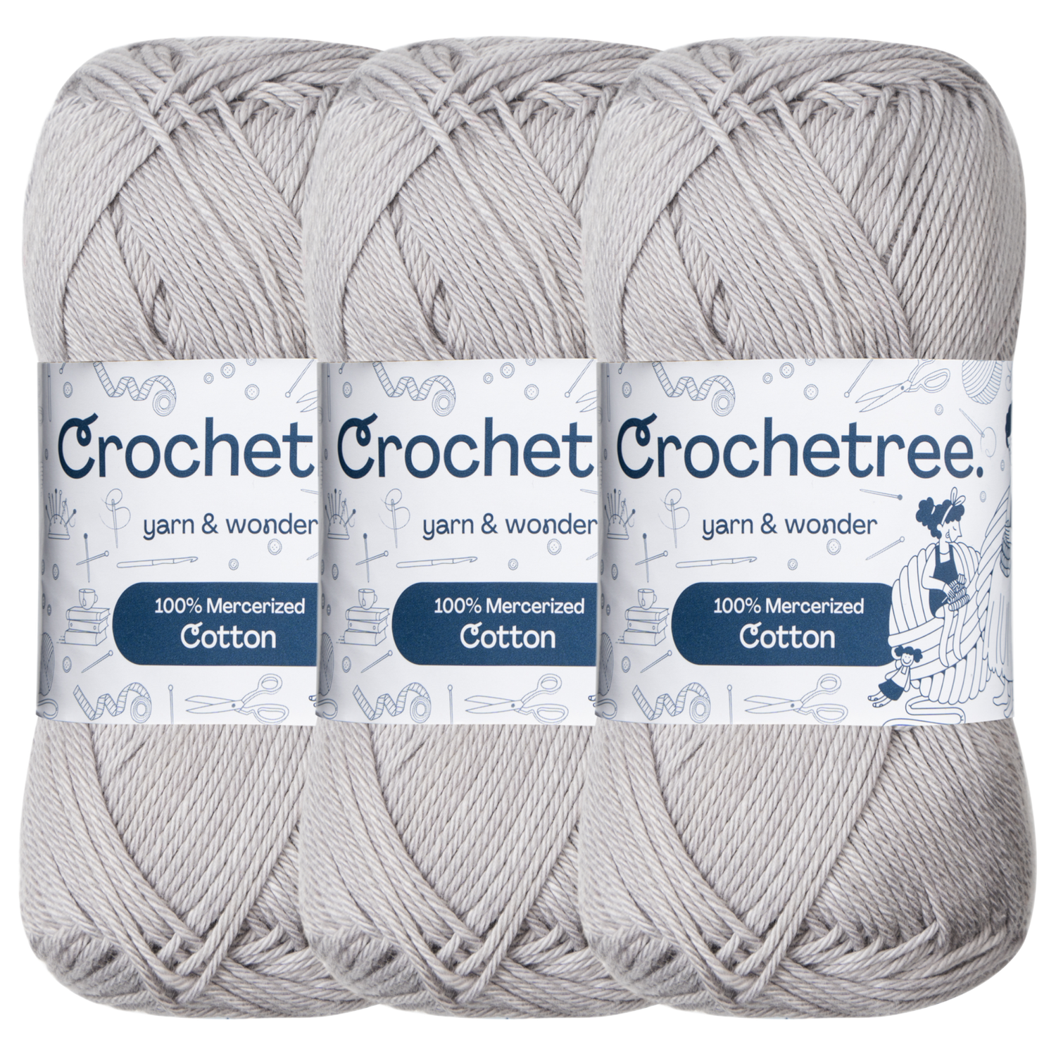 Crochetree Stonewash mercerized cotton yarn pack