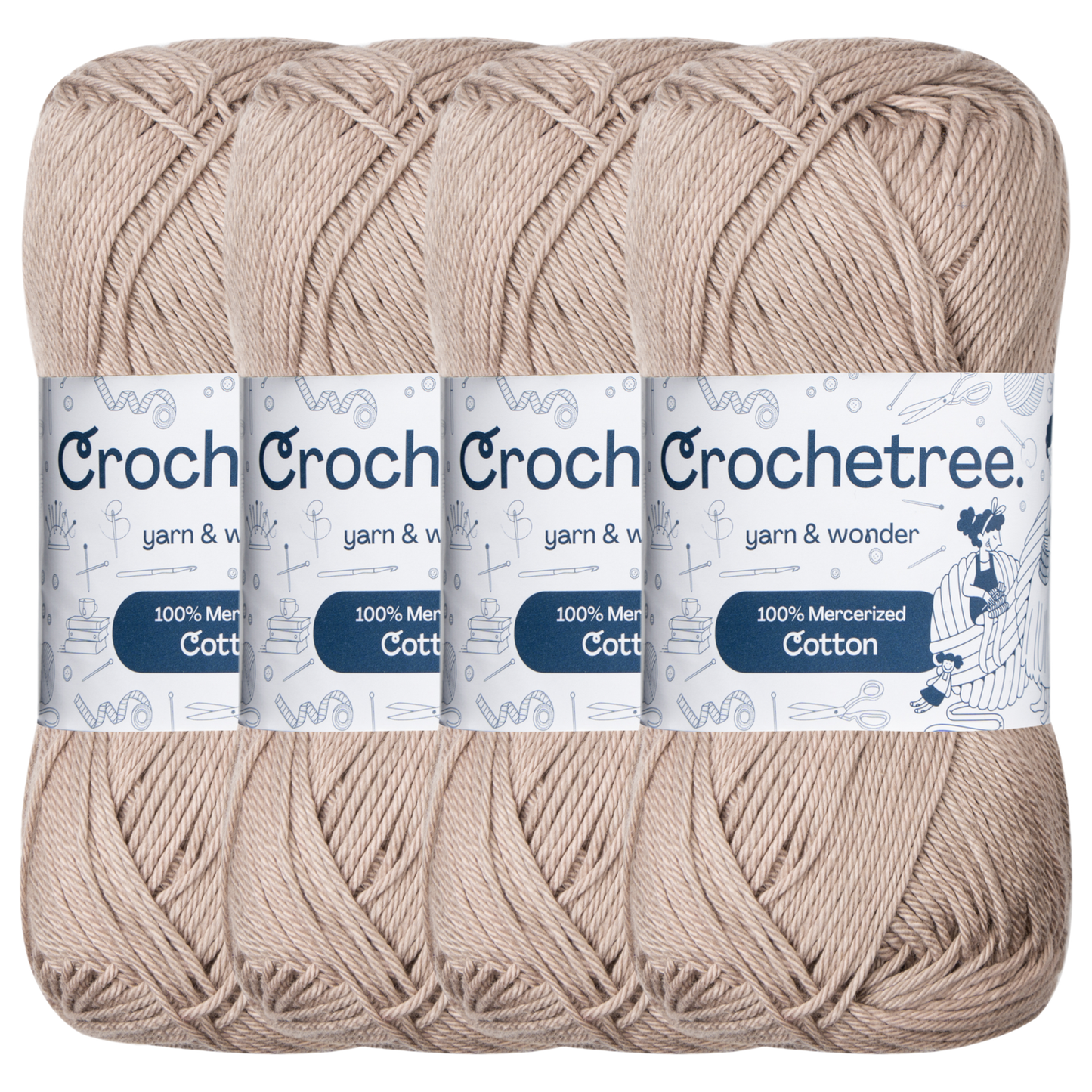 Crochetree Gull Gray mercerized cotton yarn pack