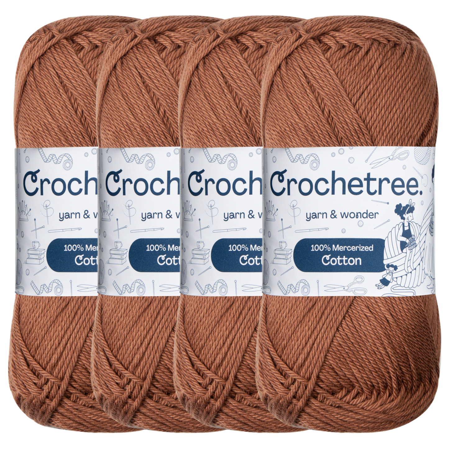 Crochetree Cappuccino mercerized cotton yarn pack