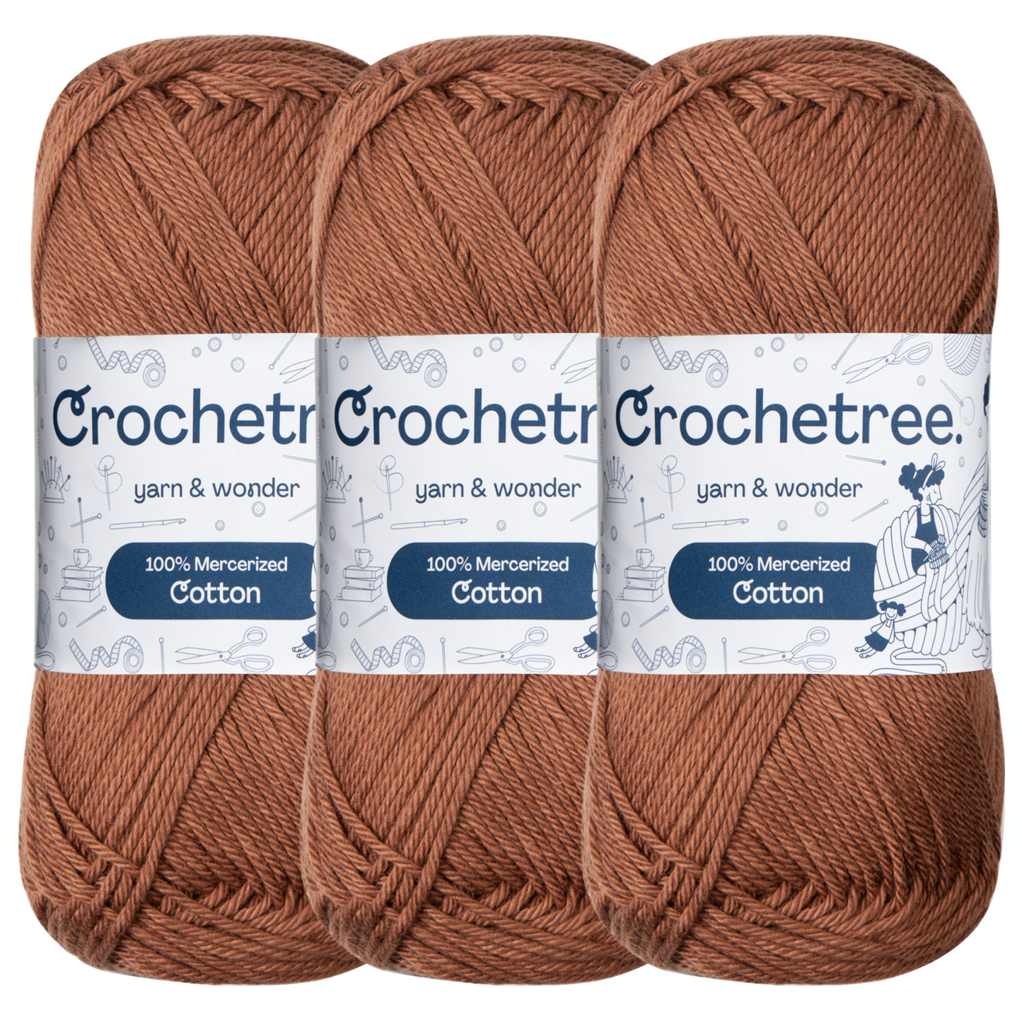 Crochetree Cappuccino mercerized cotton yarn pack