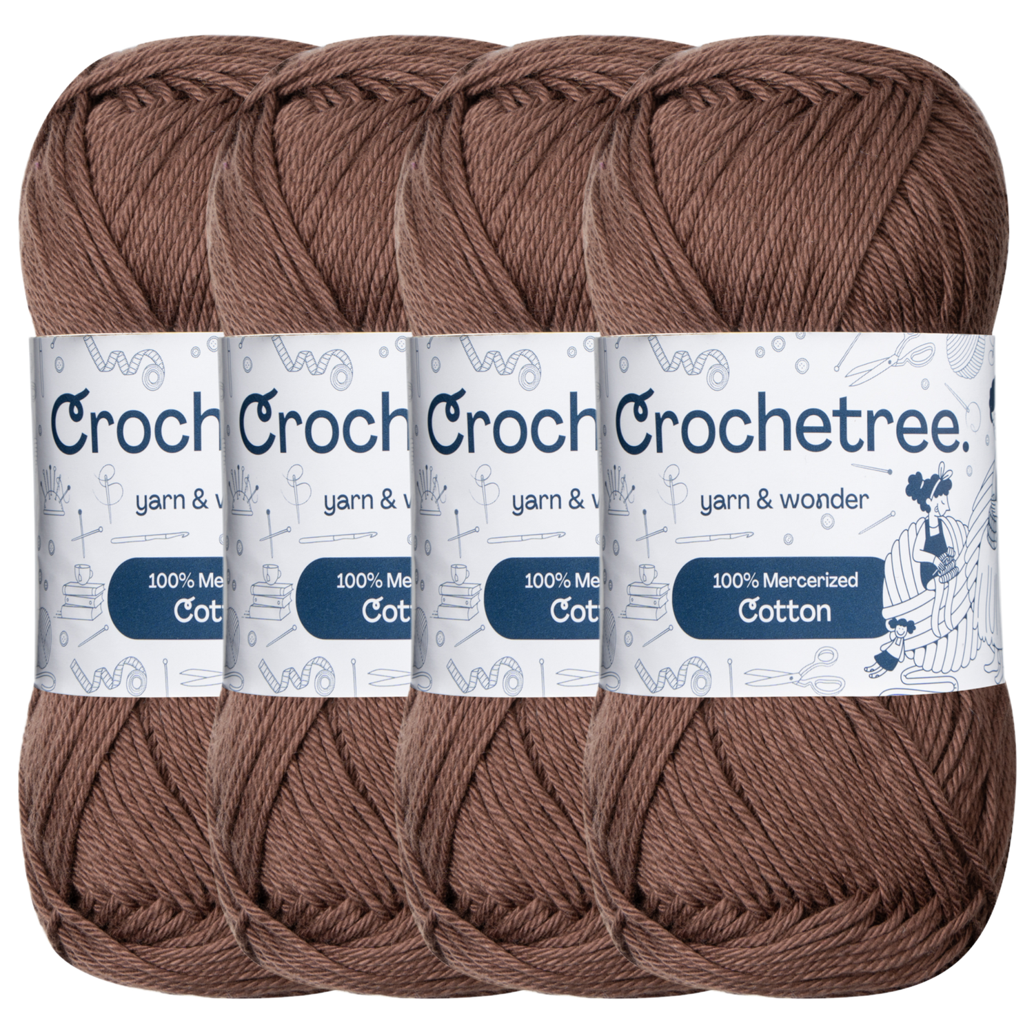 Crochetree Deep Mahogany mercerized cotton yarn pack