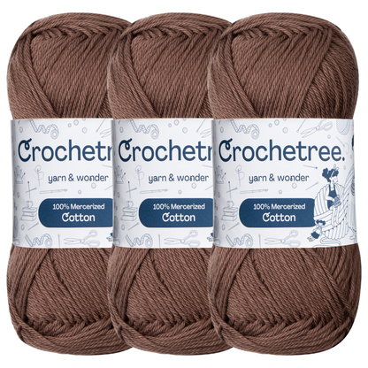 Crochetree Deep Mahogany mercerized cotton yarn pack