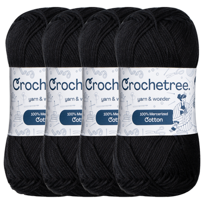 Crochetree Meteorite Black mercerized cotton yarn pack