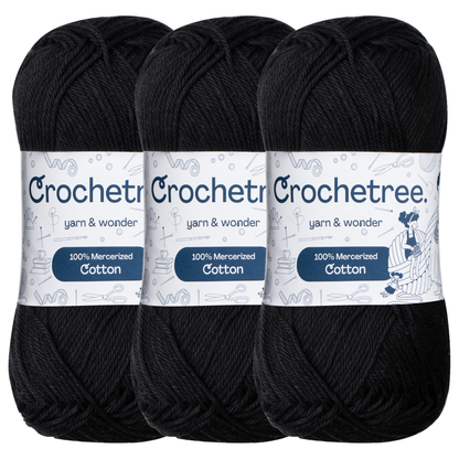 Crochetree Meteorite Black mercerized cotton yarn pack