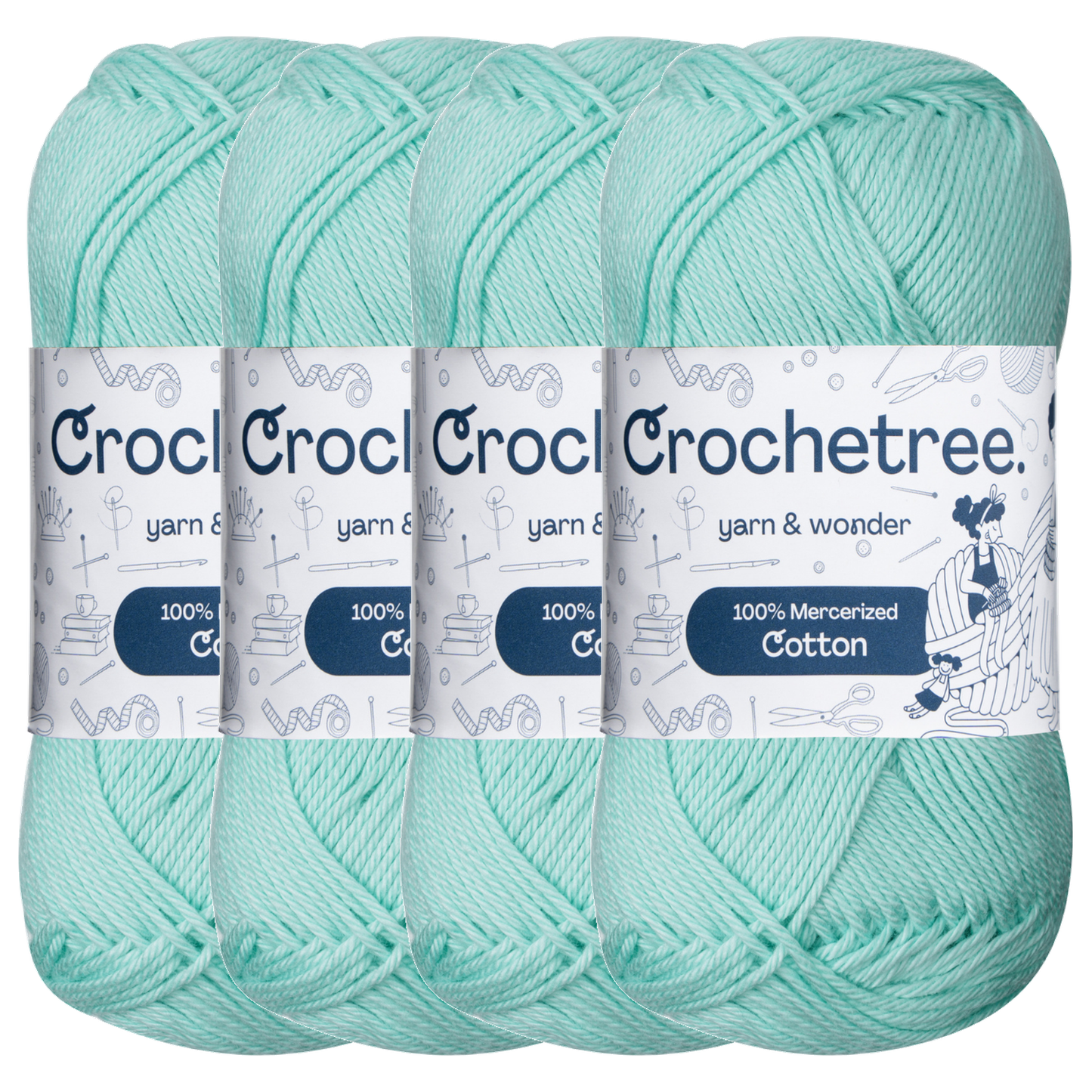 Crochetree Aquamarine mercerized cotton yarn pack