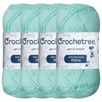 Crochetree Aquamarine mercerized cotton yarn pack