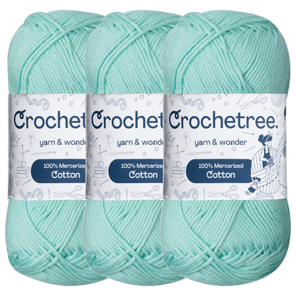 Crochetree Aquamarine mercerized cotton yarn pack