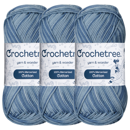 Crochetree Sky Denim mercerized cotton yarn pack