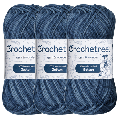 Crochetree Ocean Denim mercerized cotton yarn pack