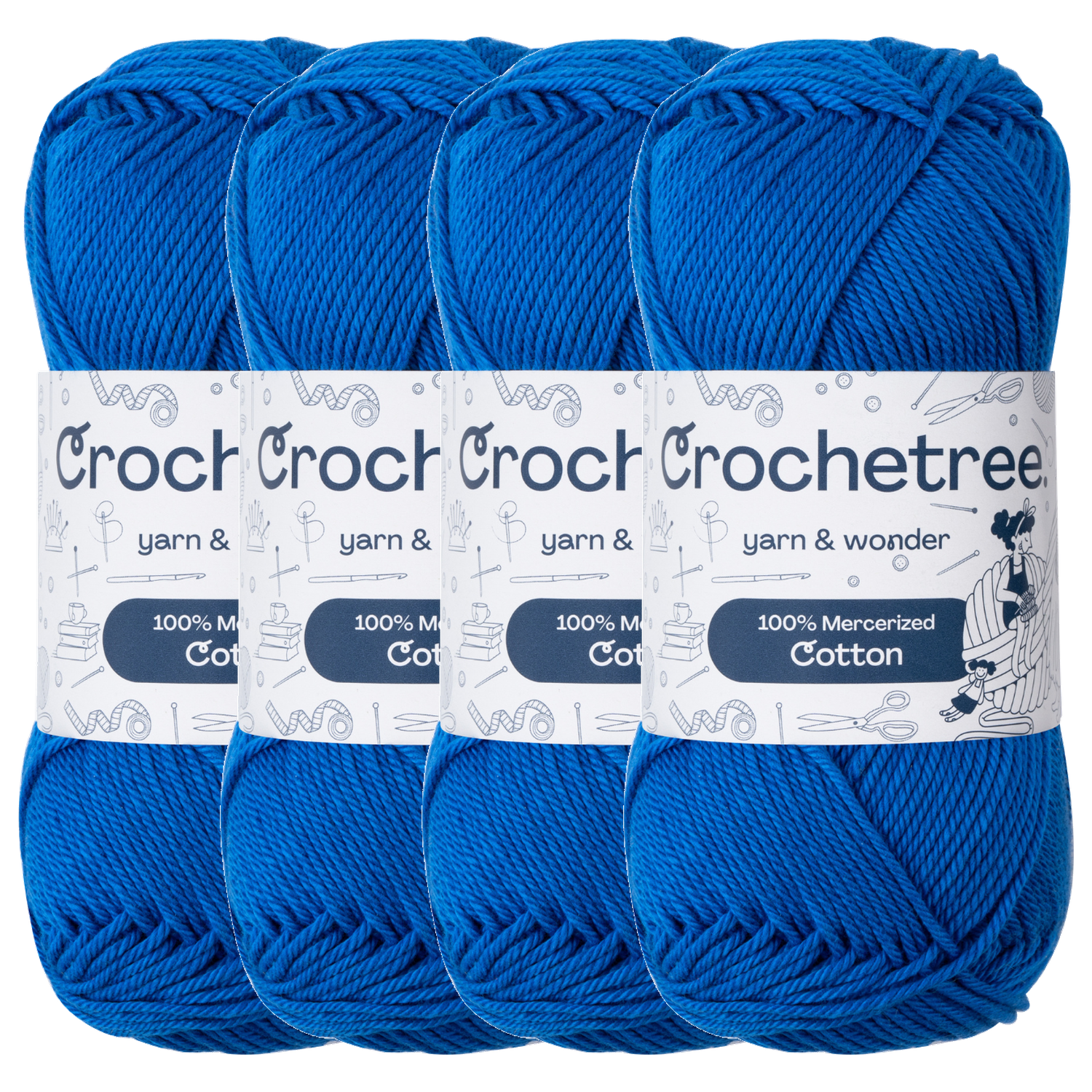 Crochetree Persian Blue mercerized cotton yarn pack