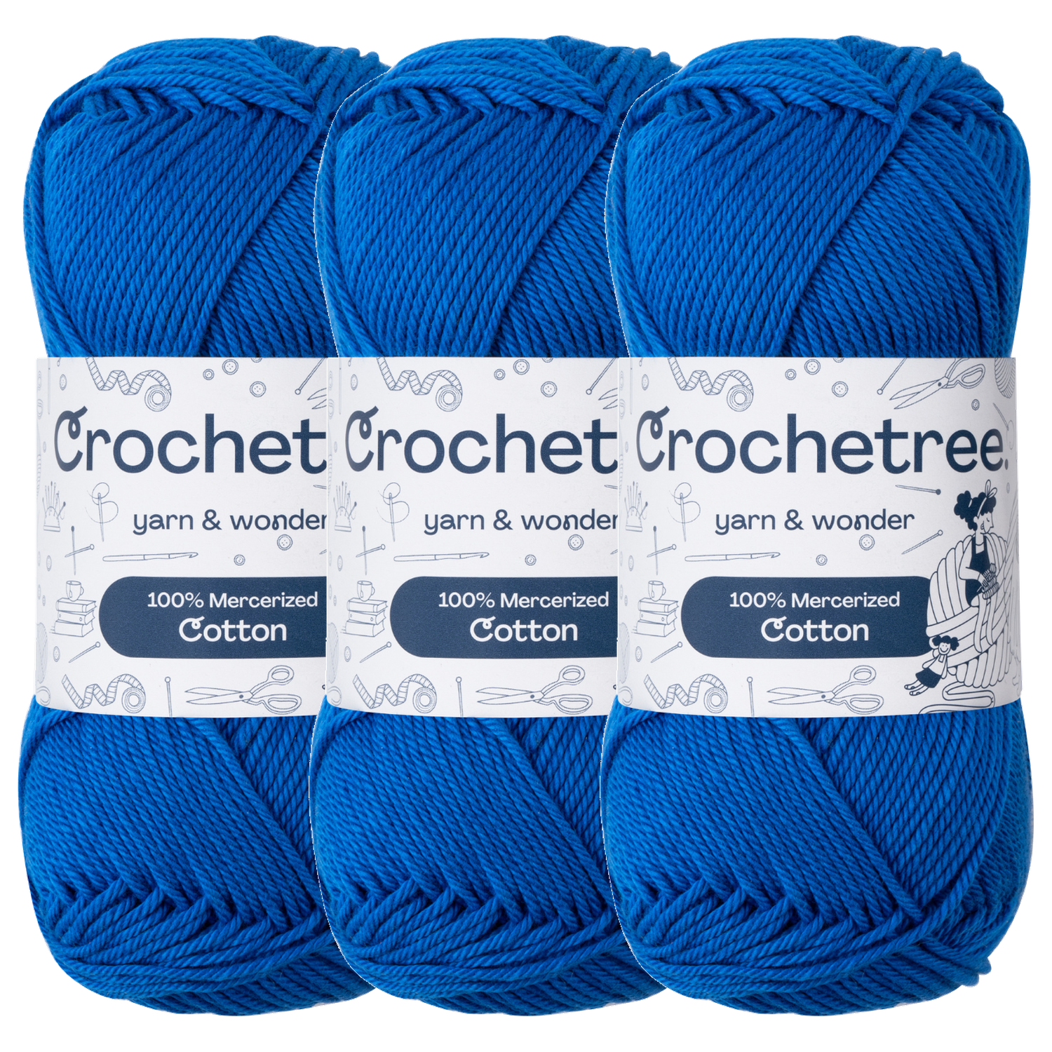 Crochetree Persian Blue mercerized cotton yarn pack