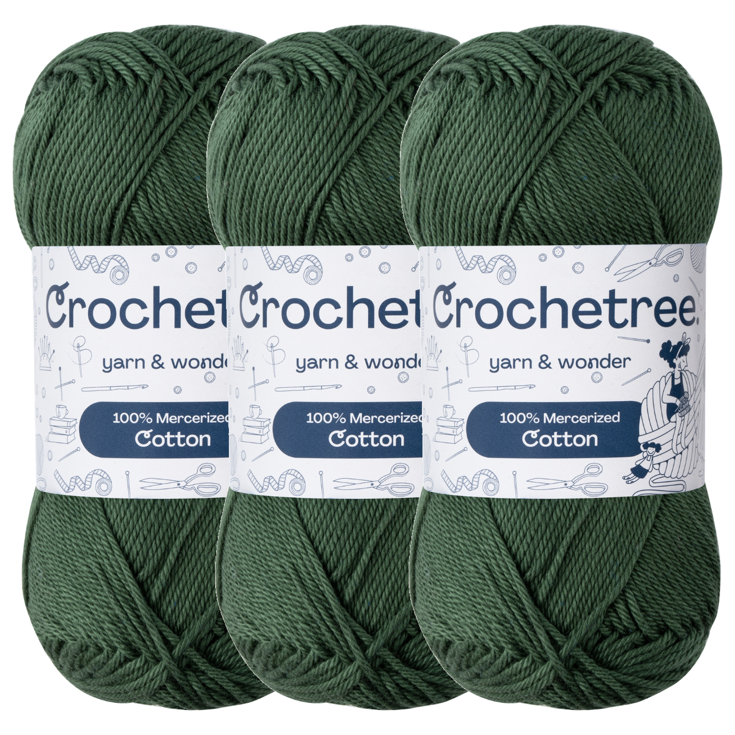 Crochetree Pine Forest mercerized cotton yarn pack