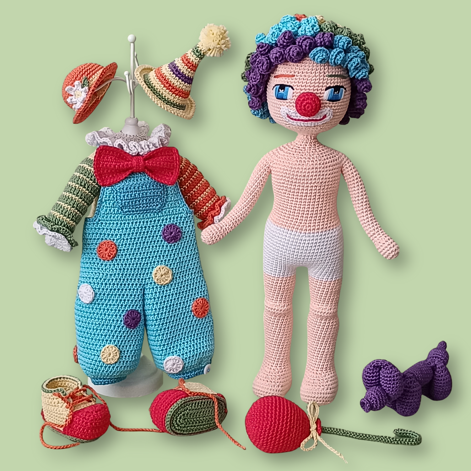 Claude the Clown crochet doll pattern