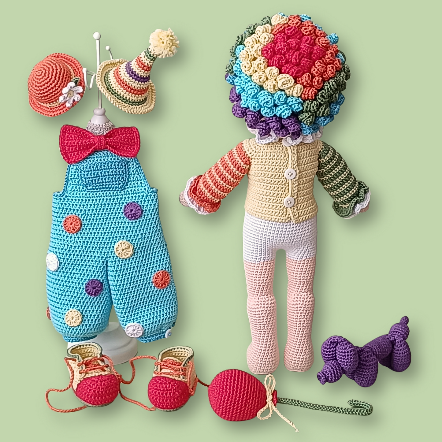 Claude the Clown crochet doll pattern