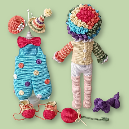 Claude the Clown crochet doll pattern