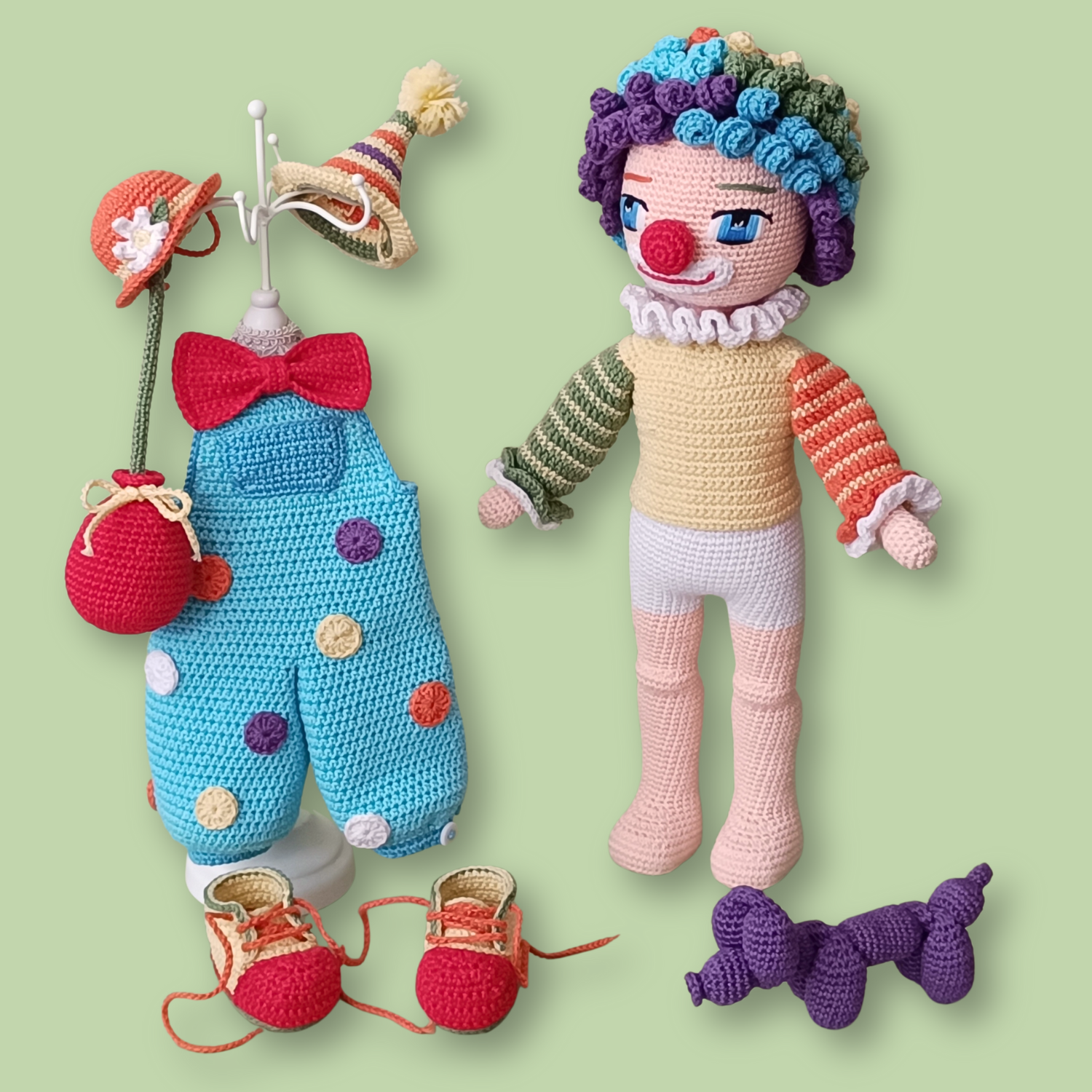 Claude the Clown crochet doll pattern