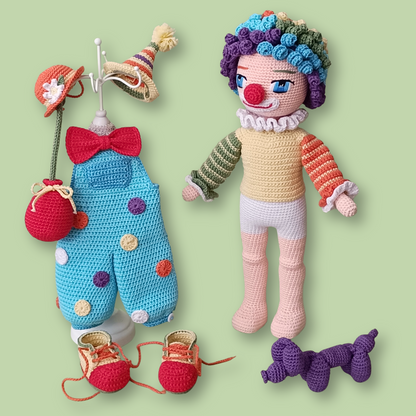Claude the Clown crochet doll pattern