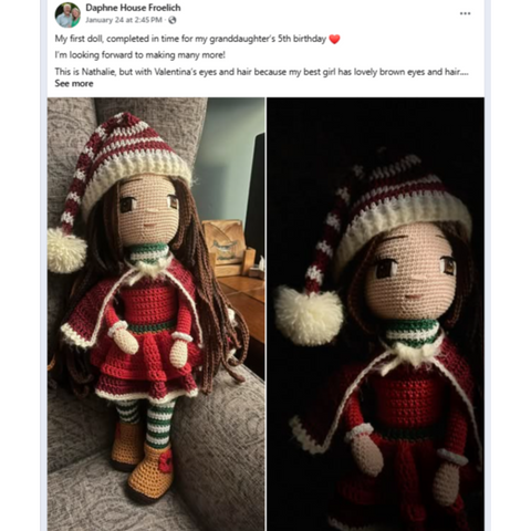 A Crochetree doll made by a customer