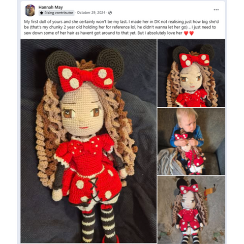 A Crochetree doll made by a customer