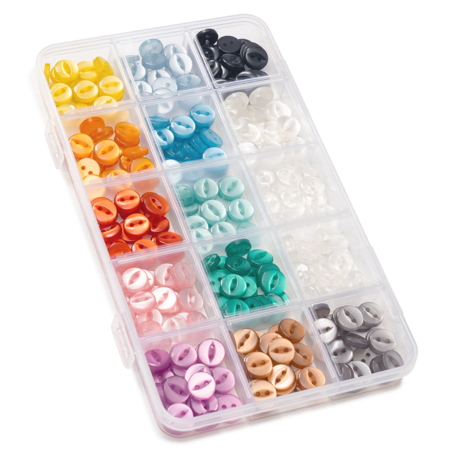 Crochetree Button Box – 300 Buttons, 10 mm, 14 Colors