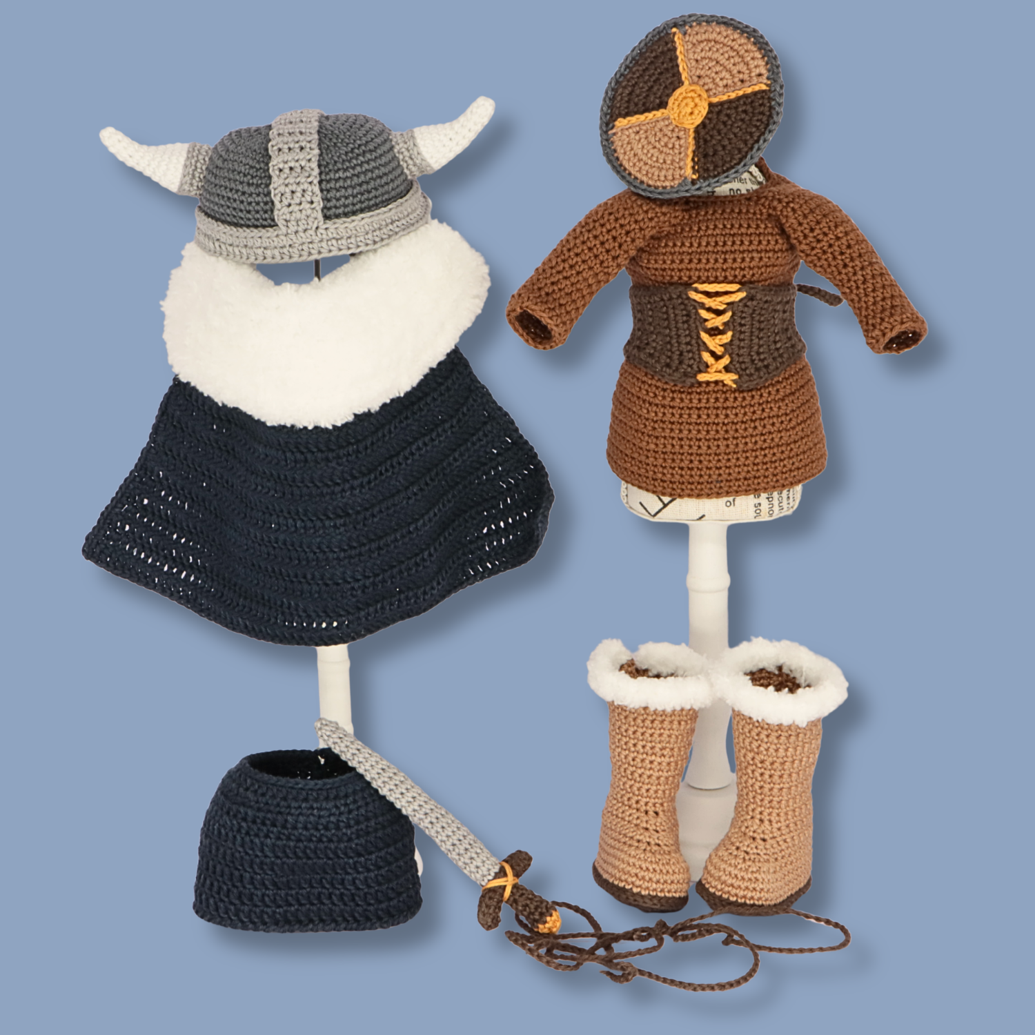 Genevieve Viking Crochet Outfit Pattern - amigurumi PDF with step-by-step photos