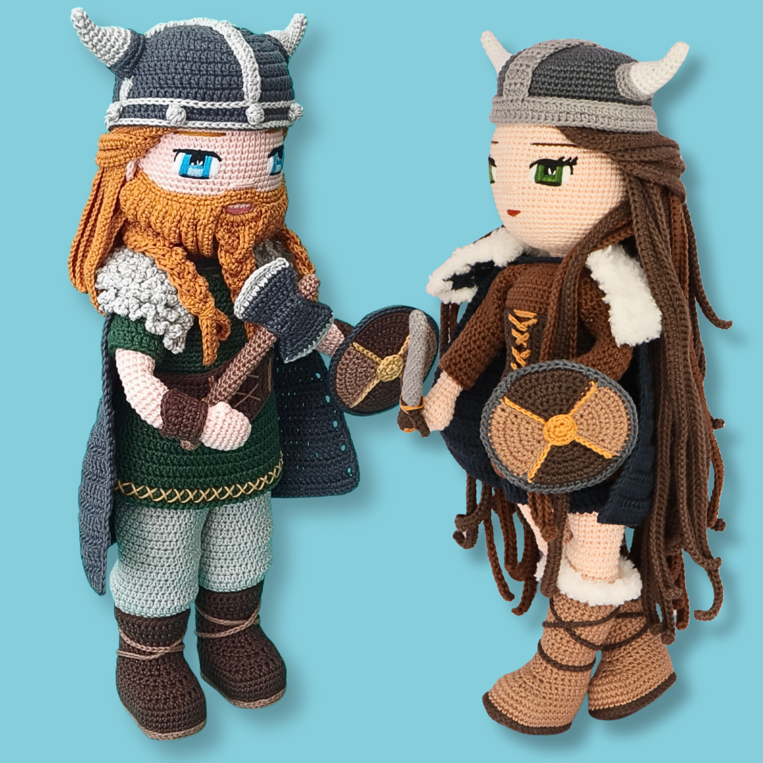 Genevieve and Ragnar Vikings crochet dolls - detailed PDF pattern bundle by Crochetree