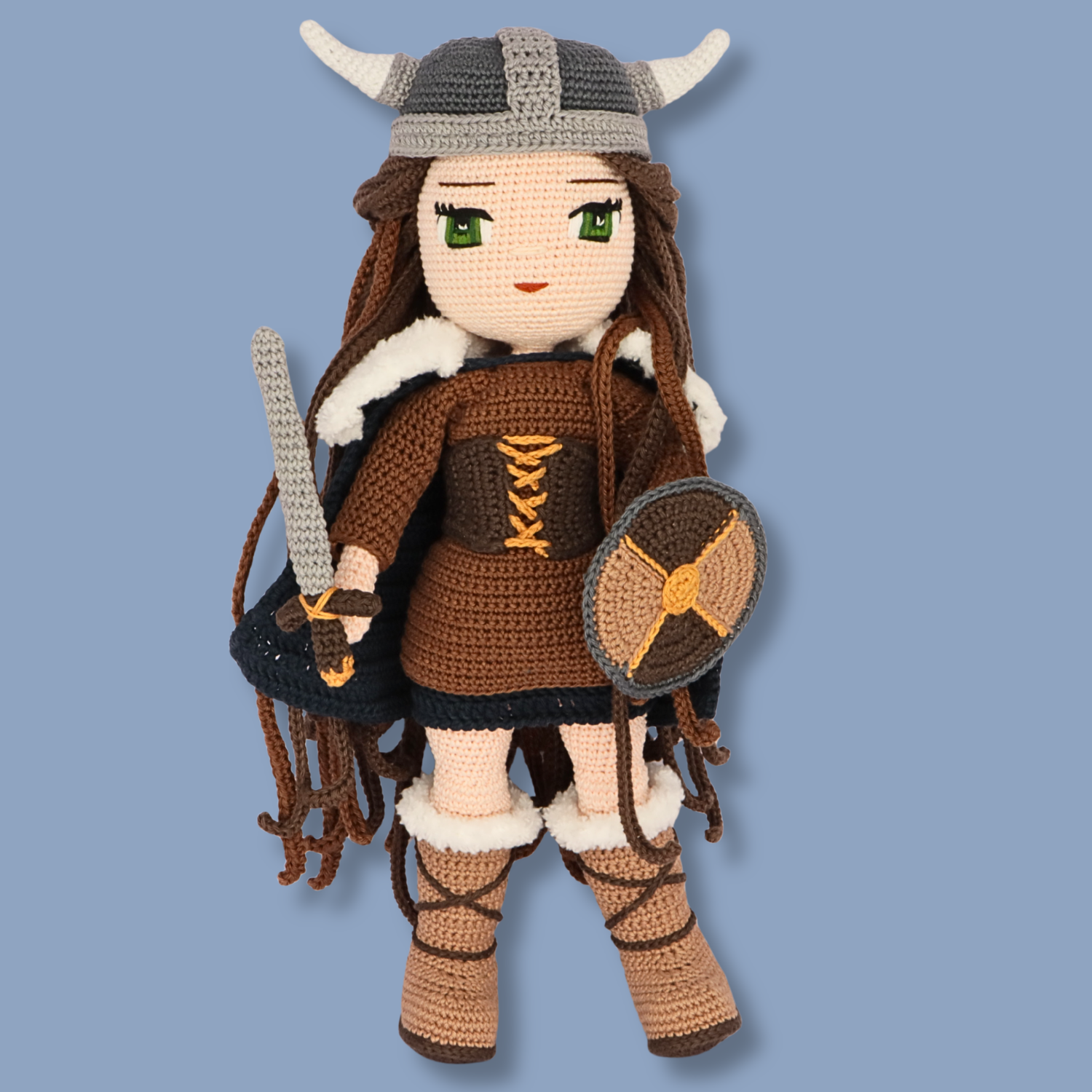 Genevieve Viking Crochet Doll Pattern - amigurumi PDF with step-by-step photos