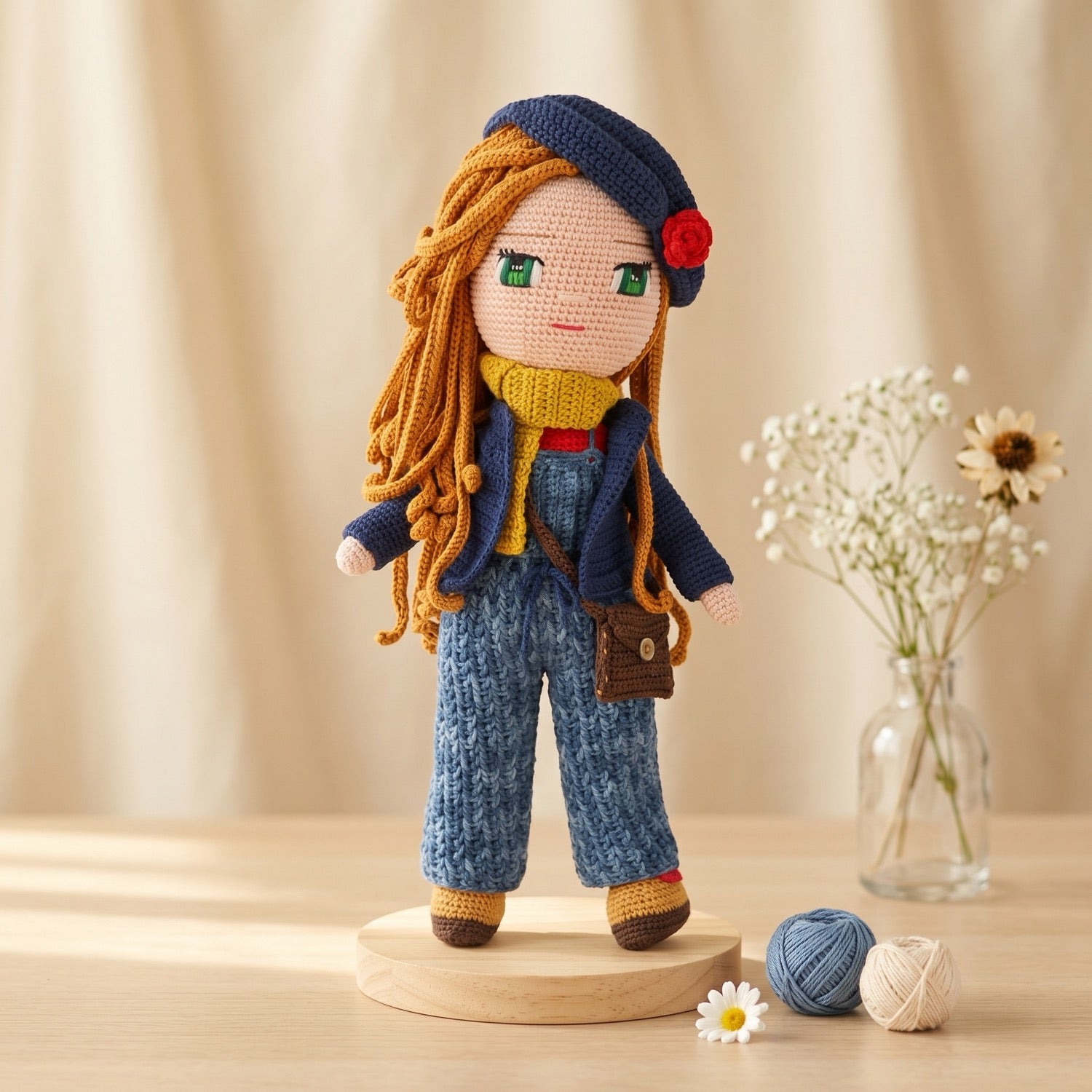 Nathalie Denim crochet doll pattern