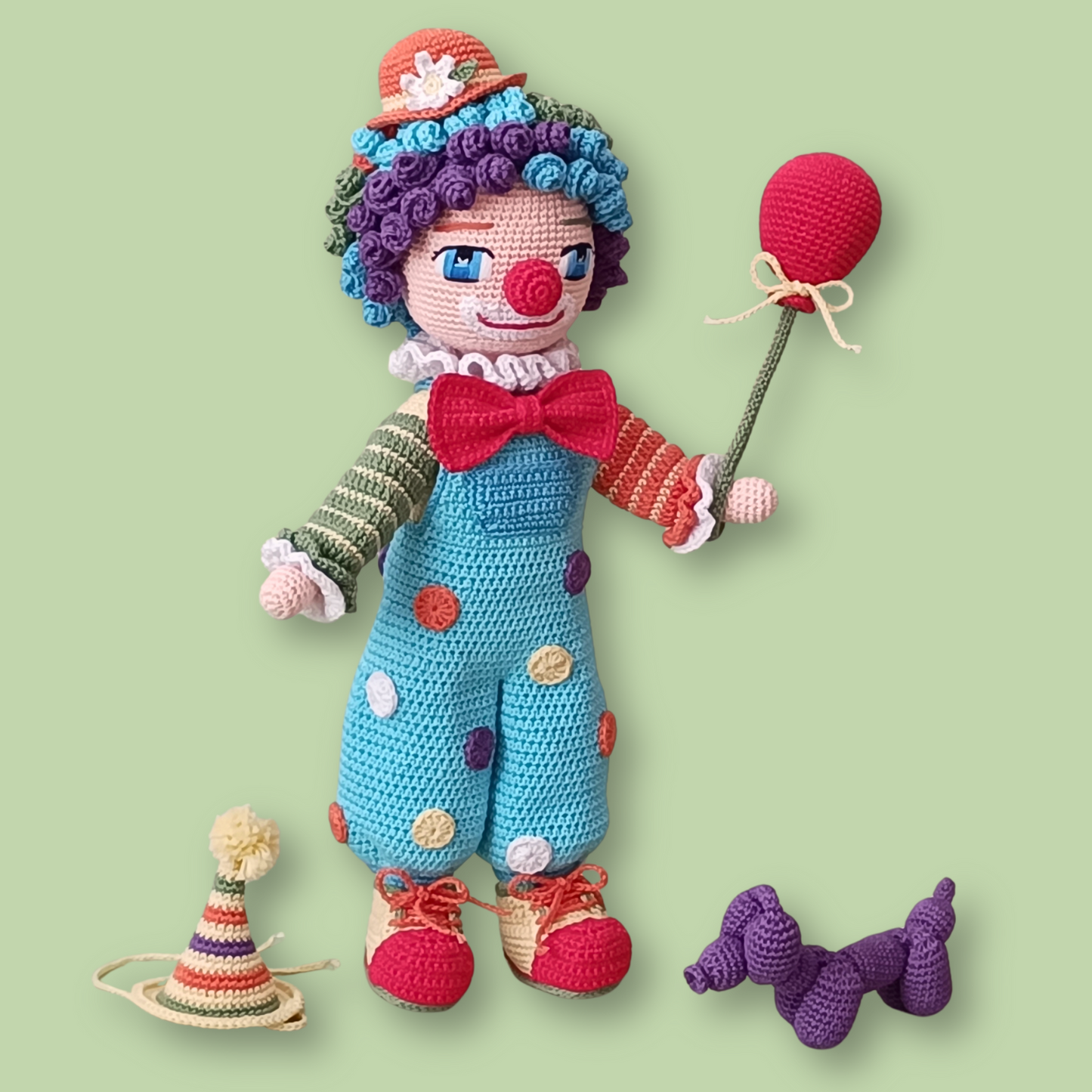 Claude the Clown crochet doll pattern