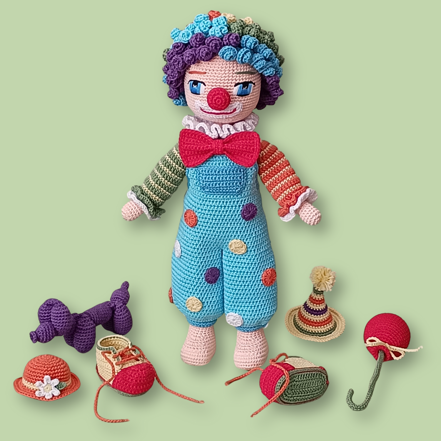 Claude the Clown crochet doll pattern