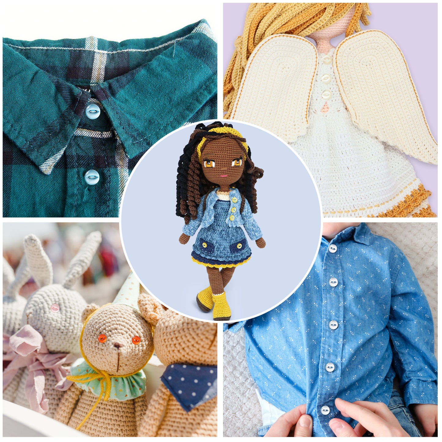 Crochetree Button Box – 300 Buttons, 10 mm, 14 Colors