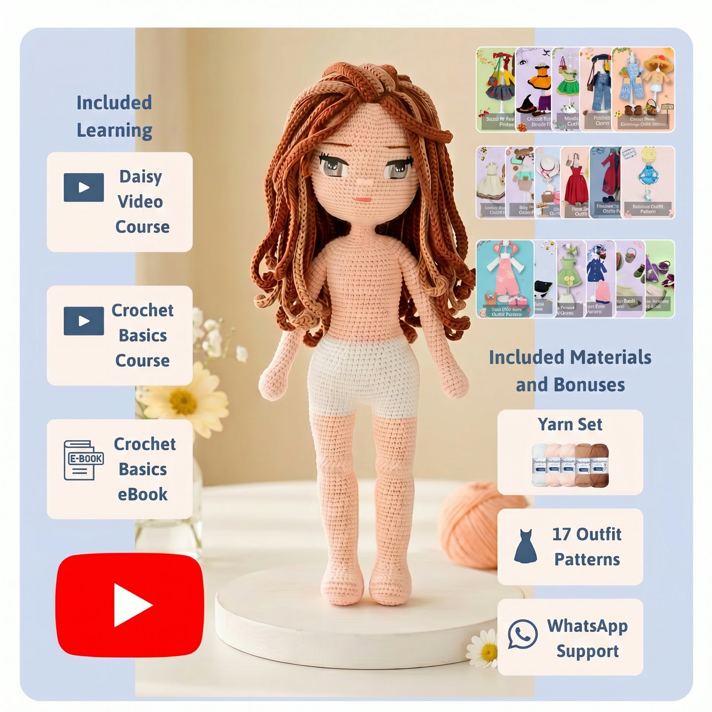 Daisy Base Doll Video Course — included learning, materials, and bonuses