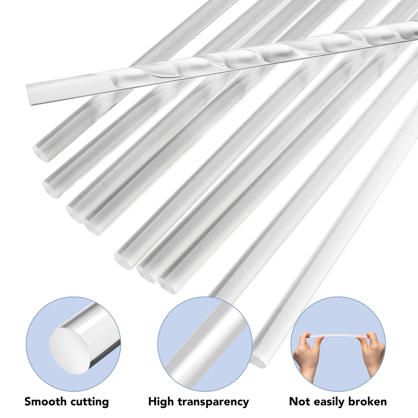 Crochetree Acrylic Sticks – 10 pcs, 8 mm × 20 cm