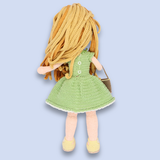 Angelica Floral crochet doll front view - handmade amigurumi pattern