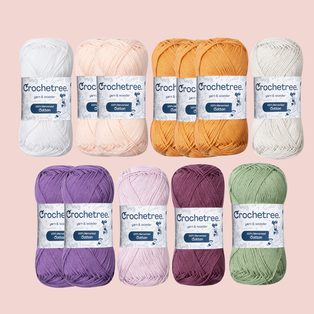 Brenda Forest Yarn Set - 100% mercerized cotton skeins in autumn purple and green shades