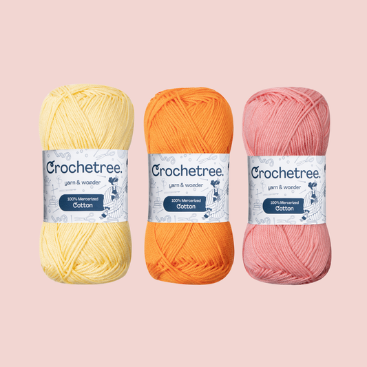 Debbie the Duck crochet yarn set, 3 skeins of Crochetree 100% mercerized cotton