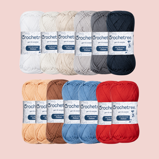 Thomas Skier crochet yarn set, 13 skeins of Crochetree 100% mercerized cotton